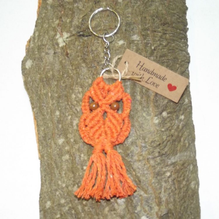 karmanepalcrafts Owl Keychain, Colorful Owl Bag Charm, Bag Accessories, Handmade Bag Charm, Cute Key Ring, Gift for Her, Symbol of Wisdom Orange